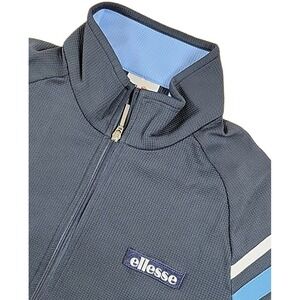 Vintage Ellesse Track Jacket Full Zip 80s Abstract Retro Women Sz MEDIUM BLUE